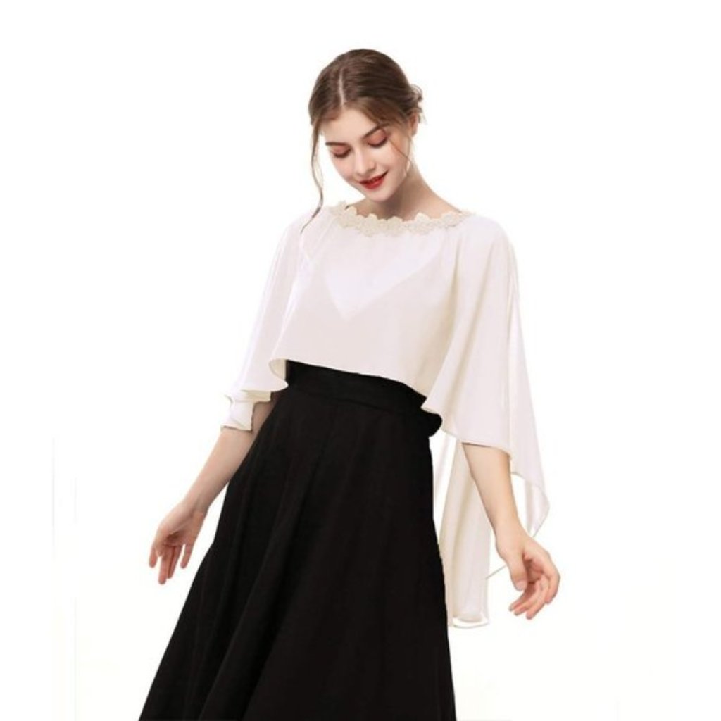 Chiffon Cape Shawls And Wraps Champagne
